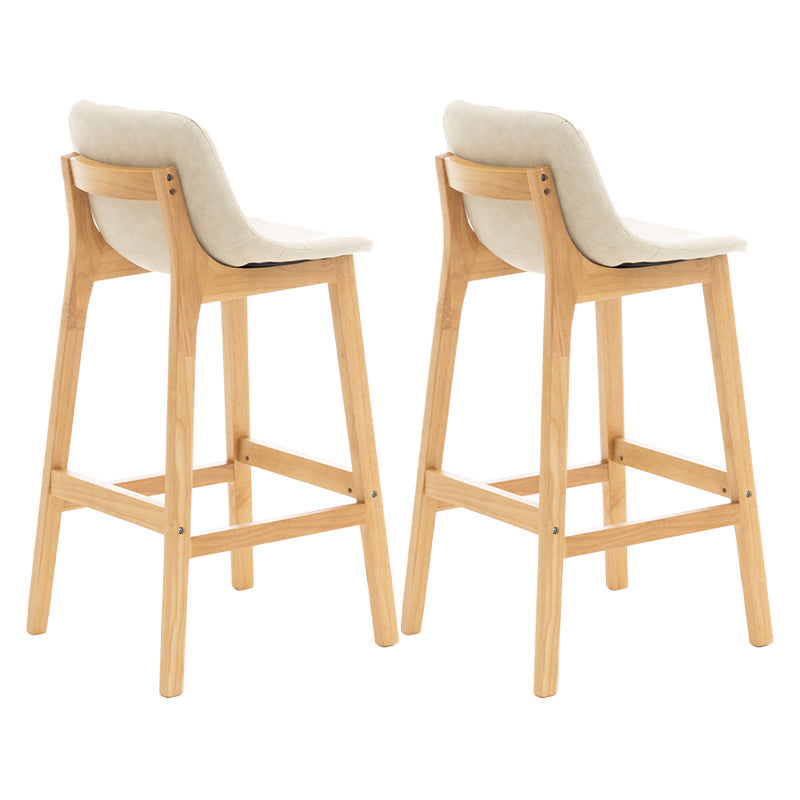 Scandinavia Style Bar-stool Wooden Legs Bucket Seat with Low Back for Kitchen Bar Off-White Natural 2 Piece Set Clearhalo 'Bar Furniture' 'Bar Stools' 'bar_stools' 'furn' 'furn_bar_stools' 'furniture_bar_stools' 'Kitchen & Dining Furniture' 'kitchen&dining_furn' 'kitchen' 'kitchen_furn' Furniture' 4575878