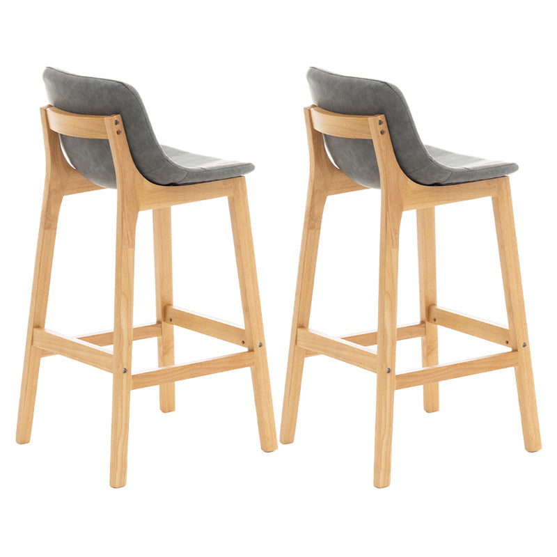 Scandinavia Style Bar-stool Wooden Legs Bucket Seat with Low Back for Kitchen Bar Grey Natural 2 Piece Set Clearhalo 'Bar Furniture' 'Bar Stools' 'bar_stools' 'furn' 'furn_bar_stools' 'furniture_bar_stools' 'Kitchen & Dining Furniture' 'kitchen&dining_furn' 'kitchen' 'kitchen_furn' Furniture' 4575879
