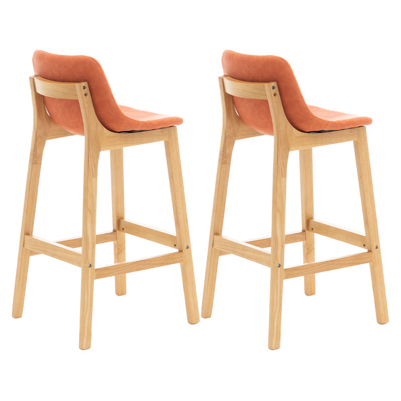 Scandinavia Style Bar-stool Wooden Legs Bucket Seat with Low Back for Kitchen Bar Orange Natural 2 Piece Set Clearhalo 'Bar Furniture' 'Bar Stools' 'bar_stools' 'furn' 'furn_bar_stools' 'furniture_bar_stools' 'Kitchen & Dining Furniture' 'kitchen&dining_furn' 'kitchen' 'kitchen_furn' Furniture' 4575881