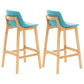 Scandinavia Style Bar-stool Wooden Legs Bucket Seat with Low Back for Kitchen Bar Blue Natural 2 Piece Set Clearhalo 'Bar Furniture' 'Bar Stools' 'bar_stools' 'furn' 'furn_bar_stools' 'furniture_bar_stools' 'Kitchen & Dining Furniture' 'kitchen&dining_furn' 'kitchen' 'kitchen_furn' Furniture' 4575882
