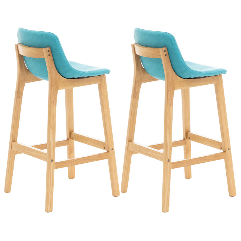 Scandinavia Style Bar-stool Wooden Legs Bucket Seat with Low Back for Kitchen Bar Blue Natural 2 Piece Set Clearhalo 'Bar Furniture' 'Bar Stools' 'bar_stools' 'furn' 'furn_bar_stools' 'furniture_bar_stools' 'Kitchen & Dining Furniture' 'kitchen&dining_furn' 'kitchen' 'kitchen_furn' Furniture' 4575882