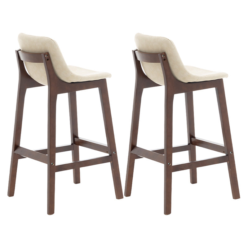 Scandinavia Style Bar-stool Wooden Legs Bucket Seat with Low Back for Kitchen Bar Off-White Brown 2 Piece Set Clearhalo 'Bar Furniture' 'Bar Stools' 'bar_stools' 'furn' 'furn_bar_stools' 'furniture_bar_stools' 'Kitchen & Dining Furniture' 'kitchen&dining_furn' 'kitchen' 'kitchen_furn' Furniture' 4575884