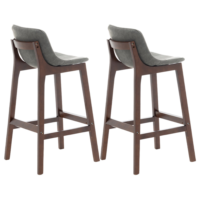 Scandinavia Style Bar-stool Wooden Legs Bucket Seat with Low Back for Kitchen Bar Grey Brown 2 Piece Set Clearhalo 'Bar Furniture' 'Bar Stools' 'bar_stools' 'furn' 'furn_bar_stools' 'furniture_bar_stools' 'Kitchen & Dining Furniture' 'kitchen&dining_furn' 'kitchen' 'kitchen_furn' Furniture' 4575885