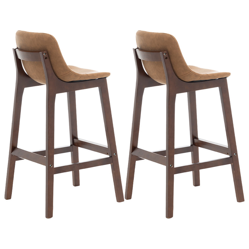 Scandinavia Style Bar-stool Wooden Legs Bucket Seat with Low Back for Kitchen Bar Brown Brown 2 Piece Set Clearhalo 'Bar Furniture' 'Bar Stools' 'bar_stools' 'furn' 'furn_bar_stools' 'furniture_bar_stools' 'Kitchen & Dining Furniture' 'kitchen&dining_furn' 'kitchen' 'kitchen_furn' Furniture' 4575886