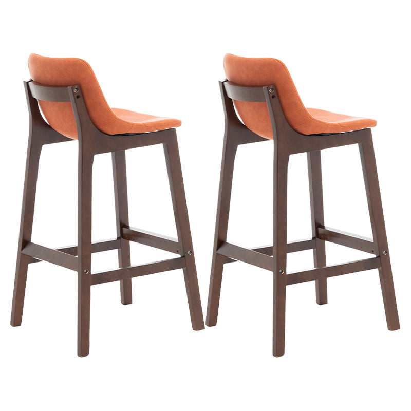 Scandinavia Style Bar-stool Wooden Legs Bucket Seat with Low Back for Kitchen Bar Orange Brown 2 Piece Set Clearhalo 'Bar Furniture' 'Bar Stools' 'bar_stools' 'furn' 'furn_bar_stools' 'furniture_bar_stools' 'Kitchen & Dining Furniture' 'kitchen&dining_furn' 'kitchen' 'kitchen_furn' Furniture' 4575887