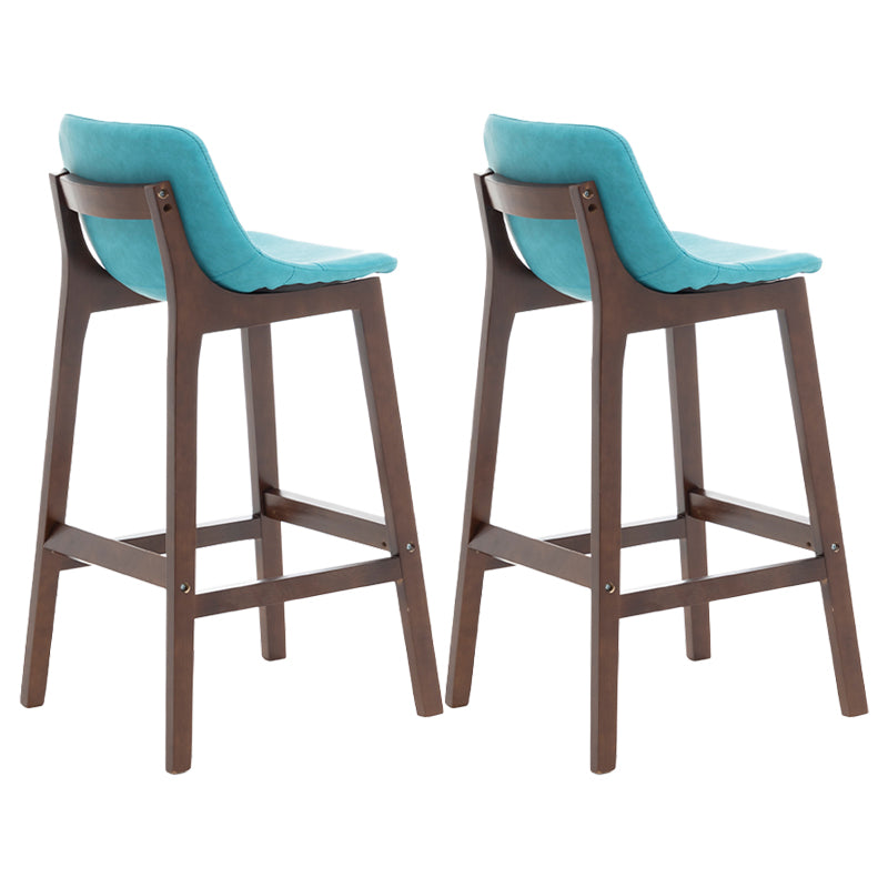 Scandinavia Style Bar-stool Wooden Legs Bucket Seat with Low Back for Kitchen Bar Blue Brown 2 Piece Set Clearhalo 'Bar Furniture' 'Bar Stools' 'bar_stools' 'furn' 'furn_bar_stools' 'furniture_bar_stools' 'Kitchen & Dining Furniture' 'kitchen&dining_furn' 'kitchen' 'kitchen_furn' Furniture' 4575888