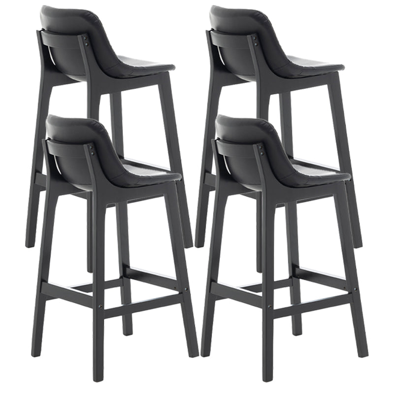 Scandinavia Style Bar-stool Wooden Legs Bucket Seat with Low Back for Kitchen Bar Black Black 4 Piece Set Clearhalo 'Bar Furniture' 'Bar Stools' 'bar_stools' 'furn' 'furn_bar_stools' 'furniture_bar_stools' 'Kitchen & Dining Furniture' 'kitchen&dining_furn' 'kitchen' 'kitchen_furn' Furniture' 4575889