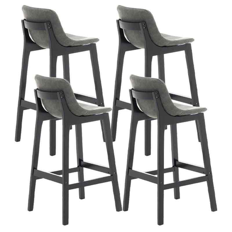 Scandinavia Style Bar-stool Wooden Legs Bucket Seat with Low Back for Kitchen Bar Grey Black 4 Piece Set Clearhalo 'Bar Furniture' 'Bar Stools' 'bar_stools' 'furn' 'furn_bar_stools' 'furniture_bar_stools' 'Kitchen & Dining Furniture' 'kitchen&dining_furn' 'kitchen' 'kitchen_furn' Furniture' 4575891