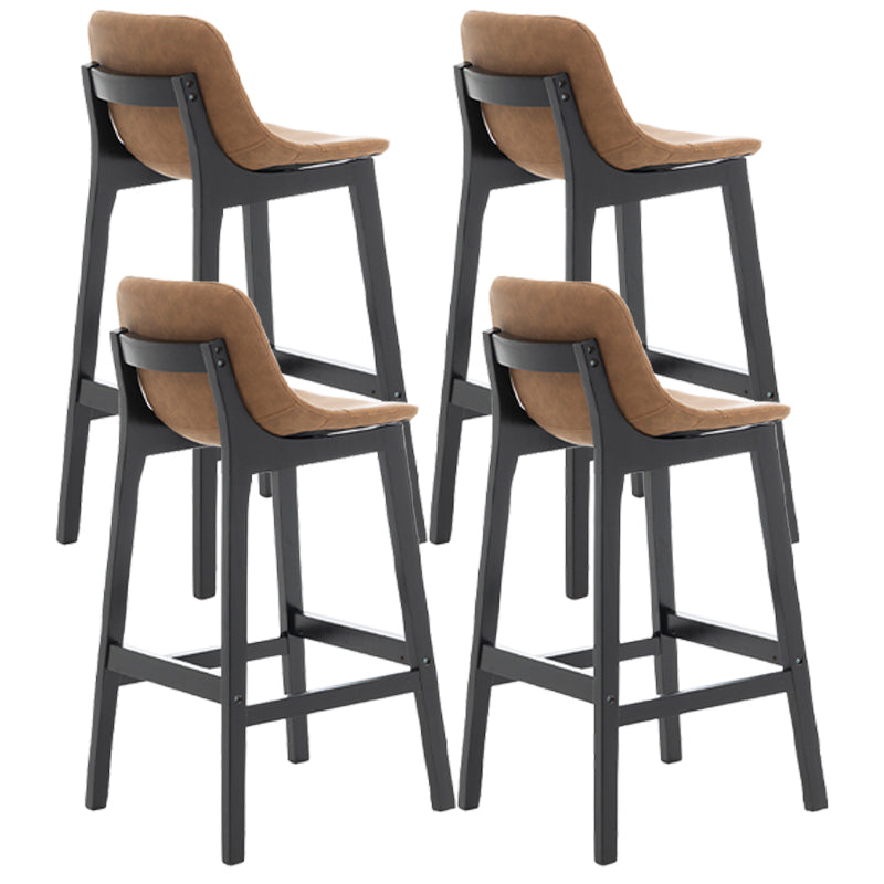 Scandinavia Style Bar-stool Wooden Legs Bucket Seat with Low Back for Kitchen Bar Brown Black 4 Piece Set Clearhalo 'Bar Furniture' 'Bar Stools' 'bar_stools' 'furn' 'furn_bar_stools' 'furniture_bar_stools' 'Kitchen & Dining Furniture' 'kitchen&dining_furn' 'kitchen' 'kitchen_furn' Furniture' 4575892