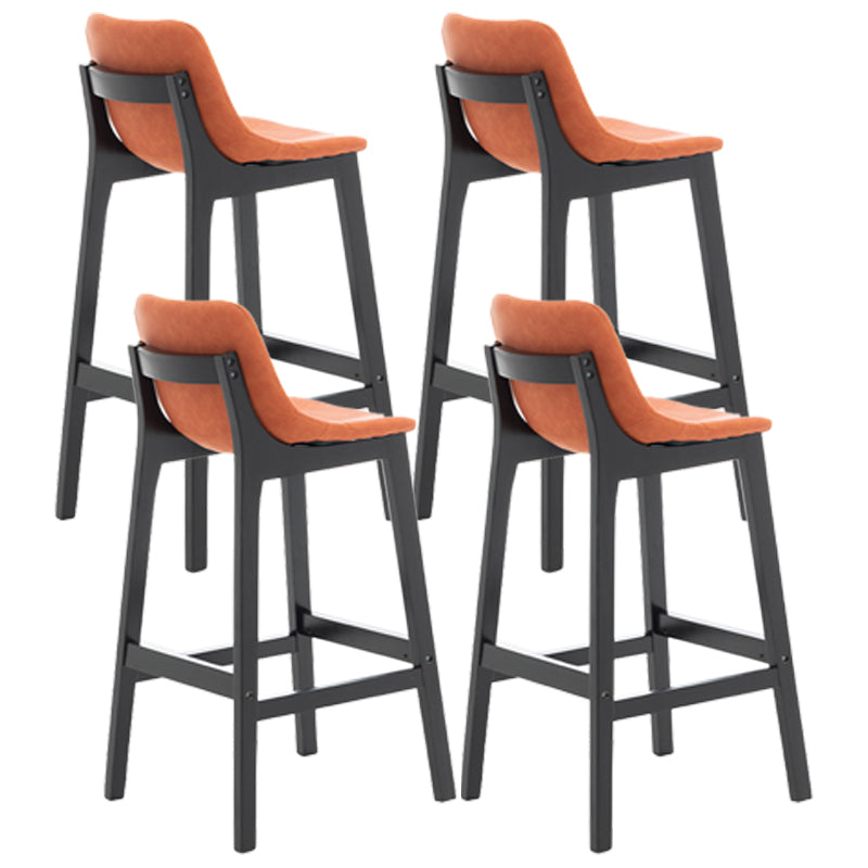 Scandinavia Style Bar-stool Wooden Legs Bucket Seat with Low Back for Kitchen Bar Orange Black 4 Piece Set Clearhalo 'Bar Furniture' 'Bar Stools' 'bar_stools' 'furn' 'furn_bar_stools' 'furniture_bar_stools' 'Kitchen & Dining Furniture' 'kitchen&dining_furn' 'kitchen' 'kitchen_furn' Furniture' 4575893