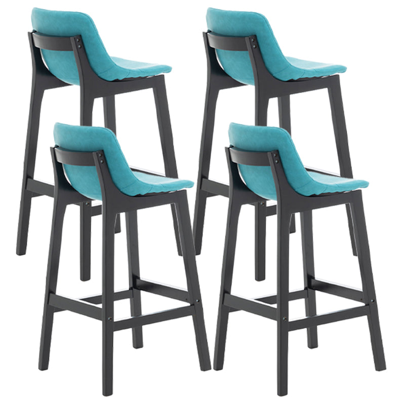 Scandinavia Style Bar-stool Wooden Legs Bucket Seat with Low Back for Kitchen Bar Blue Black 4 Piece Set Clearhalo 'Bar Furniture' 'Bar Stools' 'bar_stools' 'furn' 'furn_bar_stools' 'furniture_bar_stools' 'Kitchen & Dining Furniture' 'kitchen&dining_furn' 'kitchen' 'kitchen_furn' Furniture' 4575894