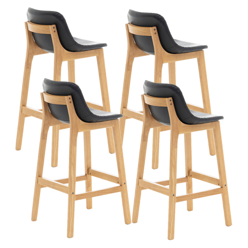 Scandinavia Style Bar-stool Wooden Legs Bucket Seat with Low Back for Kitchen Bar Black Natural 4 Piece Set Clearhalo 'Bar Furniture' 'Bar Stools' 'bar_stools' 'furn' 'furn_bar_stools' 'furniture_bar_stools' 'Kitchen & Dining Furniture' 'kitchen&dining_furn' 'kitchen' 'kitchen_furn' Furniture' 4575895