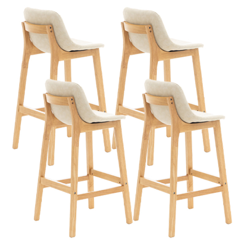 Scandinavia Style Bar-stool Wooden Legs Bucket Seat with Low Back for Kitchen Bar Off-White Natural 4 Piece Set Clearhalo 'Bar Furniture' 'Bar Stools' 'bar_stools' 'furn' 'furn_bar_stools' 'furniture_bar_stools' 'Kitchen & Dining Furniture' 'kitchen&dining_furn' 'kitchen' 'kitchen_furn' Furniture' 4575896