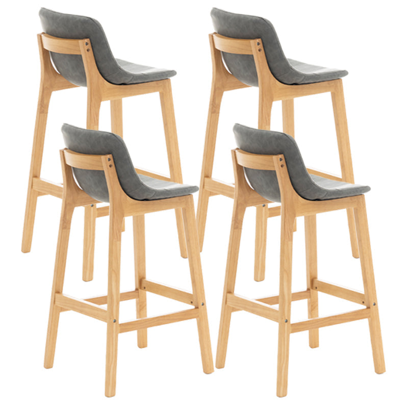 Scandinavia Style Bar-stool Wooden Legs Bucket Seat with Low Back for Kitchen Bar Grey Natural 4 Piece Set Clearhalo 'Bar Furniture' 'Bar Stools' 'bar_stools' 'furn' 'furn_bar_stools' 'furniture_bar_stools' 'Kitchen & Dining Furniture' 'kitchen&dining_furn' 'kitchen' 'kitchen_furn' Furniture' 4575897