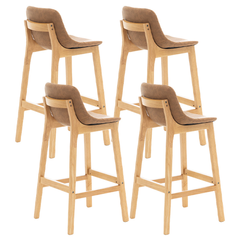 Scandinavia Style Bar-stool Wooden Legs Bucket Seat with Low Back for Kitchen Bar Brown Natural 4 Piece Set Clearhalo 'Bar Furniture' 'Bar Stools' 'bar_stools' 'furn' 'furn_bar_stools' 'furniture_bar_stools' 'Kitchen & Dining Furniture' 'kitchen&dining_furn' 'kitchen' 'kitchen_furn' Furniture' 4575898
