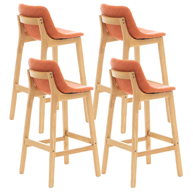 Scandinavia Style Bar-stool Wooden Legs Bucket Seat with Low Back for Kitchen Bar Orange Natural 4 Piece Set Clearhalo 'Bar Furniture' 'Bar Stools' 'bar_stools' 'furn' 'furn_bar_stools' 'furniture_bar_stools' 'Kitchen & Dining Furniture' 'kitchen&dining_furn' 'kitchen' 'kitchen_furn' Furniture' 4575899