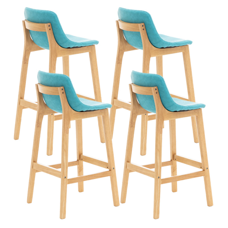 Scandinavia Style Bar-stool Wooden Legs Bucket Seat with Low Back for Kitchen Bar Blue Natural 4 Piece Set Clearhalo 'Bar Furniture' 'Bar Stools' 'bar_stools' 'furn' 'furn_bar_stools' 'furniture_bar_stools' 'Kitchen & Dining Furniture' 'kitchen&dining_furn' 'kitchen' 'kitchen_furn' Furniture' 4575900