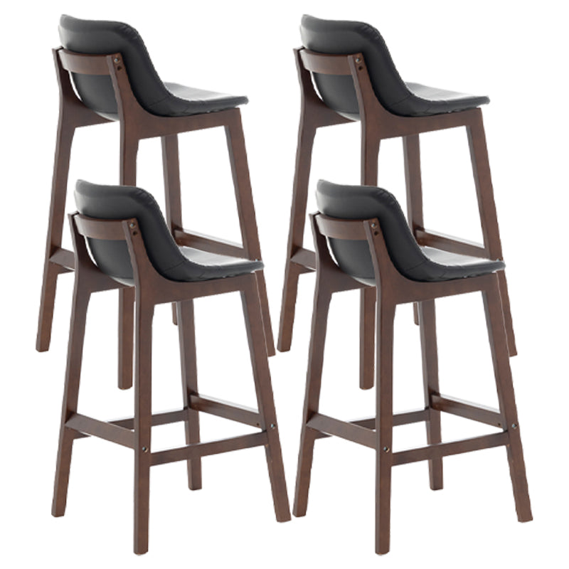 Scandinavia Style Bar-stool Wooden Legs Bucket Seat with Low Back for Kitchen Bar Black Brown 4 Piece Set Clearhalo 'Bar Furniture' 'Bar Stools' 'bar_stools' 'furn' 'furn_bar_stools' 'furniture_bar_stools' 'Kitchen & Dining Furniture' 'kitchen&dining_furn' 'kitchen' 'kitchen_furn' Furniture' 4575901