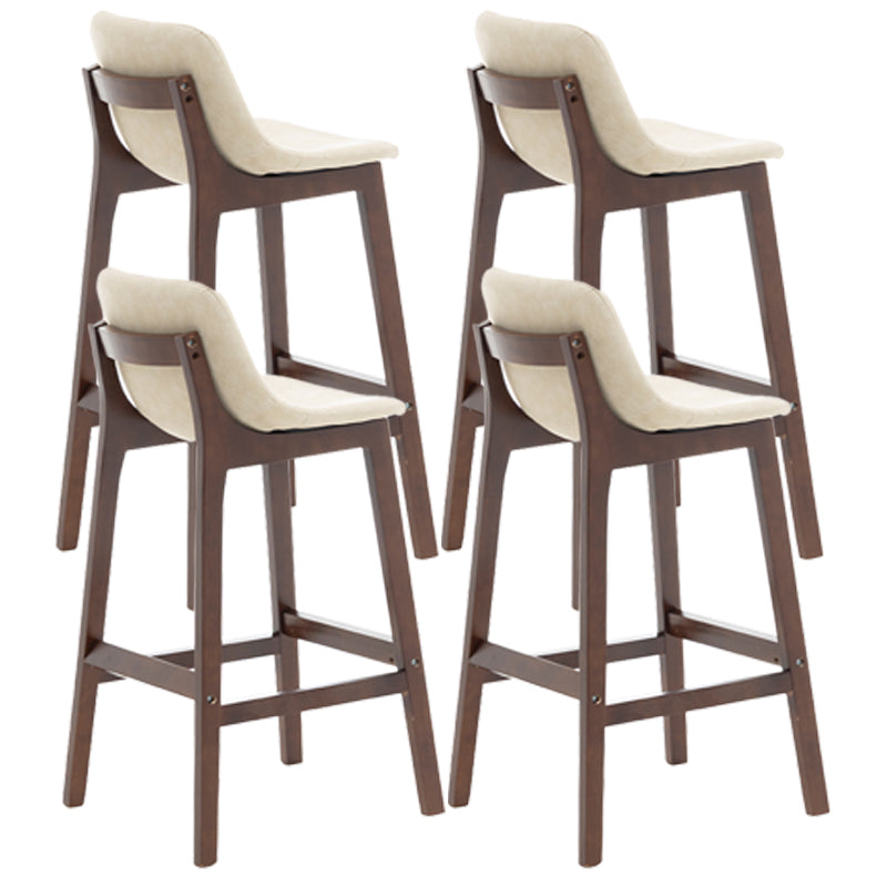 Scandinavia Style Bar-stool Wooden Legs Bucket Seat with Low Back for Kitchen Bar Off-White Brown 4 Piece Set Clearhalo 'Bar Furniture' 'Bar Stools' 'bar_stools' 'furn' 'furn_bar_stools' 'furniture_bar_stools' 'Kitchen & Dining Furniture' 'kitchen&dining_furn' 'kitchen' 'kitchen_furn' Furniture' 4575902