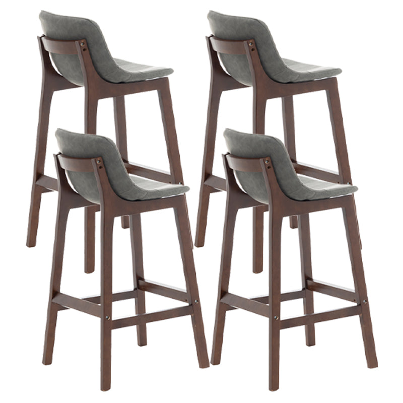 Scandinavia Style Bar-stool Wooden Legs Bucket Seat with Low Back for Kitchen Bar Grey Brown 4 Piece Set Clearhalo 'Bar Furniture' 'Bar Stools' 'bar_stools' 'furn' 'furn_bar_stools' 'furniture_bar_stools' 'Kitchen & Dining Furniture' 'kitchen&dining_furn' 'kitchen' 'kitchen_furn' Furniture' 4575903