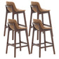 Scandinavia Style Bar-stool Wooden Legs Bucket Seat with Low Back for Kitchen Bar Brown Brown 4 Piece Set Clearhalo 'Bar Furniture' 'Bar Stools' 'bar_stools' 'furn' 'furn_bar_stools' 'furniture_bar_stools' 'Kitchen & Dining Furniture' 'kitchen&dining_furn' 'kitchen' 'kitchen_furn' Furniture' 4575904