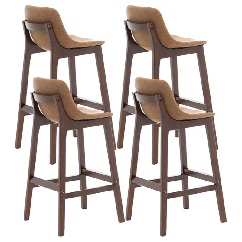 Scandinavia Style Bar-stool Wooden Legs Bucket Seat with Low Back for Kitchen Bar Brown Brown 4 Piece Set Clearhalo 'Bar Furniture' 'Bar Stools' 'bar_stools' 'furn' 'furn_bar_stools' 'furniture_bar_stools' 'Kitchen & Dining Furniture' 'kitchen&dining_furn' 'kitchen' 'kitchen_furn' Furniture' 4575904