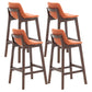 Scandinavia Style Bar-stool Wooden Legs Bucket Seat with Low Back for Kitchen Bar Orange Brown 4 Piece Set Clearhalo 'Bar Furniture' 'Bar Stools' 'bar_stools' 'furn' 'furn_bar_stools' 'furniture_bar_stools' 'Kitchen & Dining Furniture' 'kitchen&dining_furn' 'kitchen' 'kitchen_furn' Furniture' 4575905