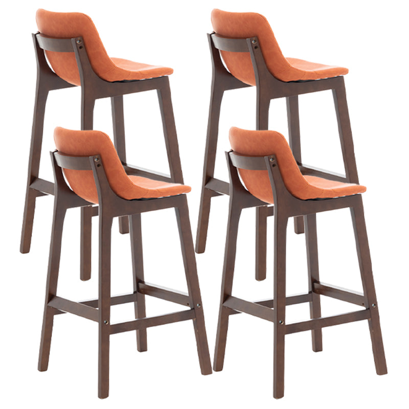 Scandinavia Style Bar-stool Wooden Legs Bucket Seat with Low Back for Kitchen Bar Orange Brown 4 Piece Set Clearhalo 'Bar Furniture' 'Bar Stools' 'bar_stools' 'furn' 'furn_bar_stools' 'furniture_bar_stools' 'Kitchen & Dining Furniture' 'kitchen&dining_furn' 'kitchen' 'kitchen_furn' Furniture' 4575905