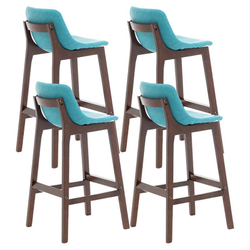 Scandinavia Style Bar-stool Wooden Legs Bucket Seat with Low Back for Kitchen Bar Blue Brown 4 Piece Set Clearhalo 'Bar Furniture' 'Bar Stools' 'bar_stools' 'furn' 'furn_bar_stools' 'furniture_bar_stools' 'Kitchen & Dining Furniture' 'kitchen&dining_furn' 'kitchen' 'kitchen_furn' Furniture' 4575906