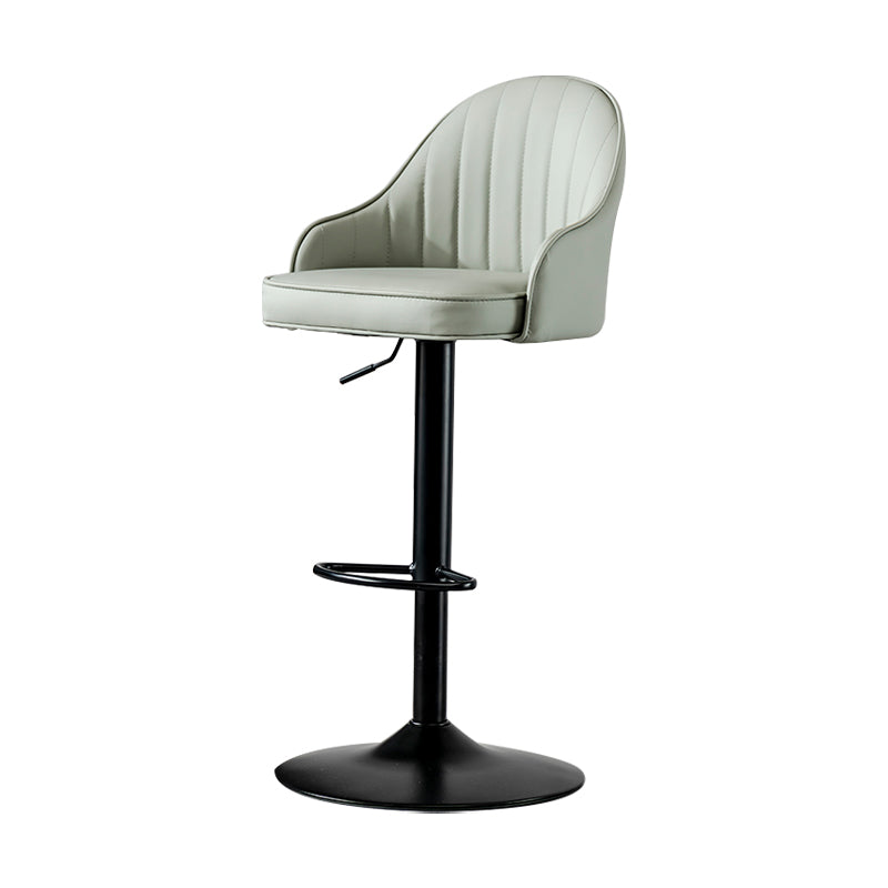 Industrial Style Bar-stool Iron Legs Leather Seat for Restaurant Bar Light Gray Black 1 Piece Clearhalo 'Bar Furniture' 'Bar Stools' 'bar_stools' 'furn' 'furn_bar_stools' 'furniture_bar_stools' 'Kitchen & Dining Furniture' 'kitchen&dining_furn' 'kitchen' 'kitchen_furn' Furniture' 4575909
