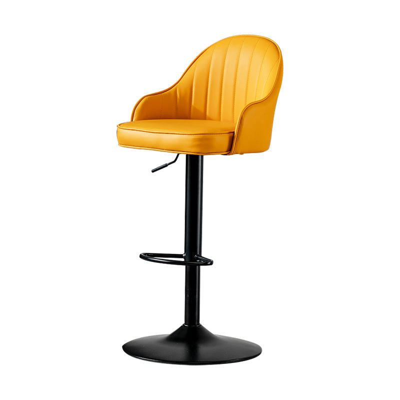Industrial Style Bar-stool Iron Legs Leather Seat for Restaurant Bar Yellow Black 1 Piece Clearhalo 'Bar Furniture' 'Bar Stools' 'bar_stools' 'furn' 'furn_bar_stools' 'furniture_bar_stools' 'Kitchen & Dining Furniture' 'kitchen&dining_furn' 'kitchen' 'kitchen_furn' Furniture' 4575910