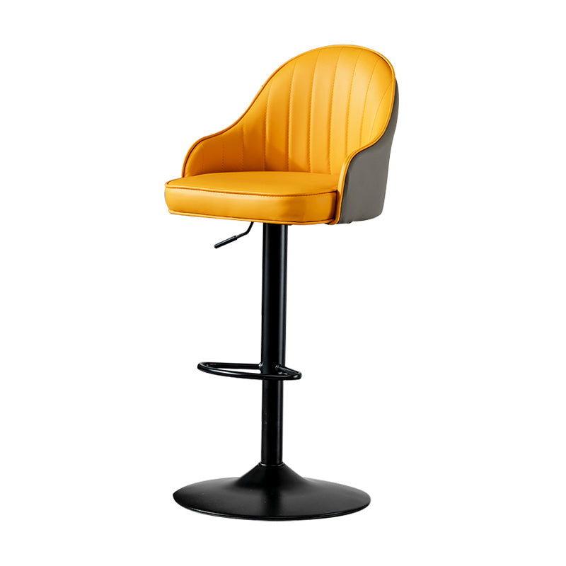 Industrial Style Bar-stool Iron Legs Leather Seat for Restaurant Bar Light Gray-Yellow Black 1 Piece Clearhalo 'Bar Furniture' 'Bar Stools' 'bar_stools' 'furn' 'furn_bar_stools' 'furniture_bar_stools' 'Kitchen & Dining Furniture' 'kitchen&dining_furn' 'kitchen' 'kitchen_furn' Furniture' 4575912