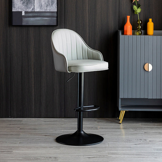 Industrial Style Bar-stool Iron Legs Leather Seat for Restaurant Bar Clearhalo 'Bar Furniture' 'Bar Stools' 'bar_stools' 'furn' 'furn_bar_stools' 'furniture_bar_stools' 'Kitchen & Dining Furniture' 'kitchen&dining_furn' 'kitchen' 'kitchen_furn' Furniture' 4575913