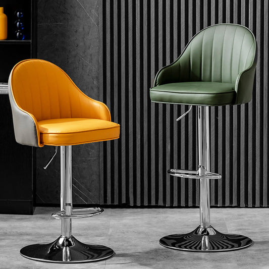 Industrial Style Bar-stool Iron Legs Leather Seat for Restaurant Bar Clearhalo 'Bar Furniture' 'Bar Stools' 'bar_stools' 'furn' 'furn_bar_stools' 'furniture_bar_stools' 'Kitchen & Dining Furniture' 'kitchen&dining_furn' 'kitchen' 'kitchen_furn' Furniture' 4575914