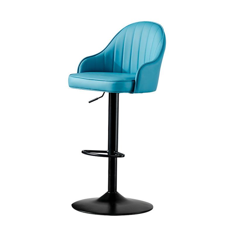 Industrial Style Bar-stool Iron Legs Leather Seat for Restaurant Bar Sky Blue Black 1 Piece Clearhalo 'Bar Furniture' 'Bar Stools' 'bar_stools' 'furn' 'furn_bar_stools' 'furniture_bar_stools' 'Kitchen & Dining Furniture' 'kitchen&dining_furn' 'kitchen' 'kitchen_furn' Furniture' 4575915