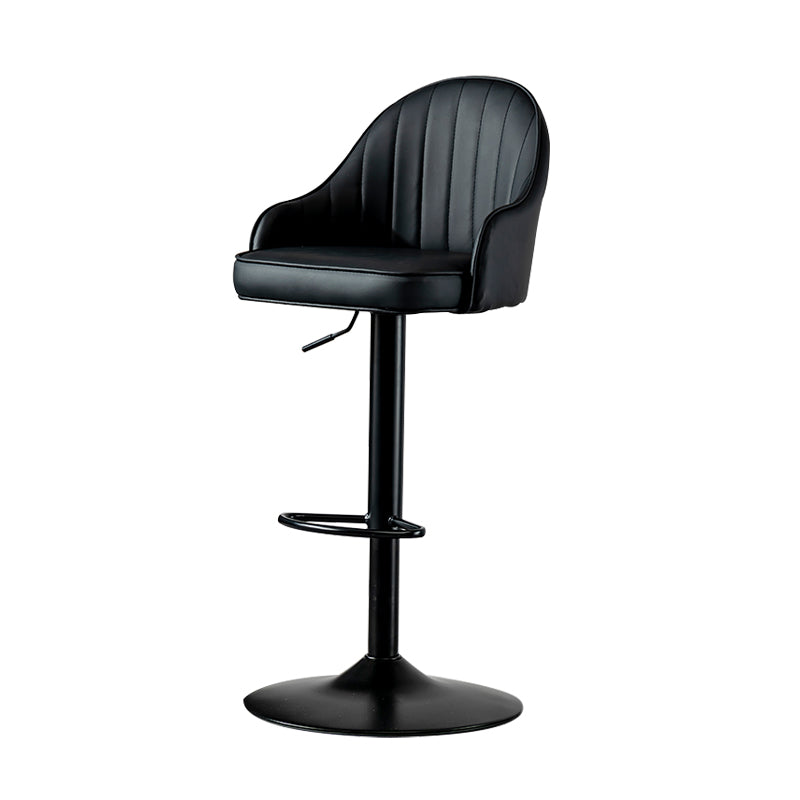 Industrial Style Bar-stool Iron Legs Leather Seat for Restaurant Bar Black Black 1 Piece Clearhalo 'Bar Furniture' 'Bar Stools' 'bar_stools' 'furn' 'furn_bar_stools' 'furniture_bar_stools' 'Kitchen & Dining Furniture' 'kitchen&dining_furn' 'kitchen' 'kitchen_furn' Furniture' 4575916