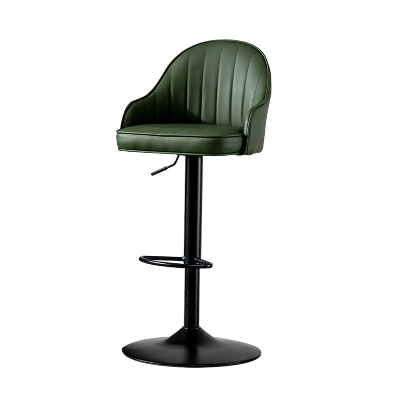 Industrial Style Bar-stool Iron Legs Leather Seat for Restaurant Bar Blackish Green Black 1 Piece Clearhalo 'Bar Furniture' 'Bar Stools' 'bar_stools' 'furn' 'furn_bar_stools' 'furniture_bar_stools' 'Kitchen & Dining Furniture' 'kitchen&dining_furn' 'kitchen' 'kitchen_furn' Furniture' 4575918