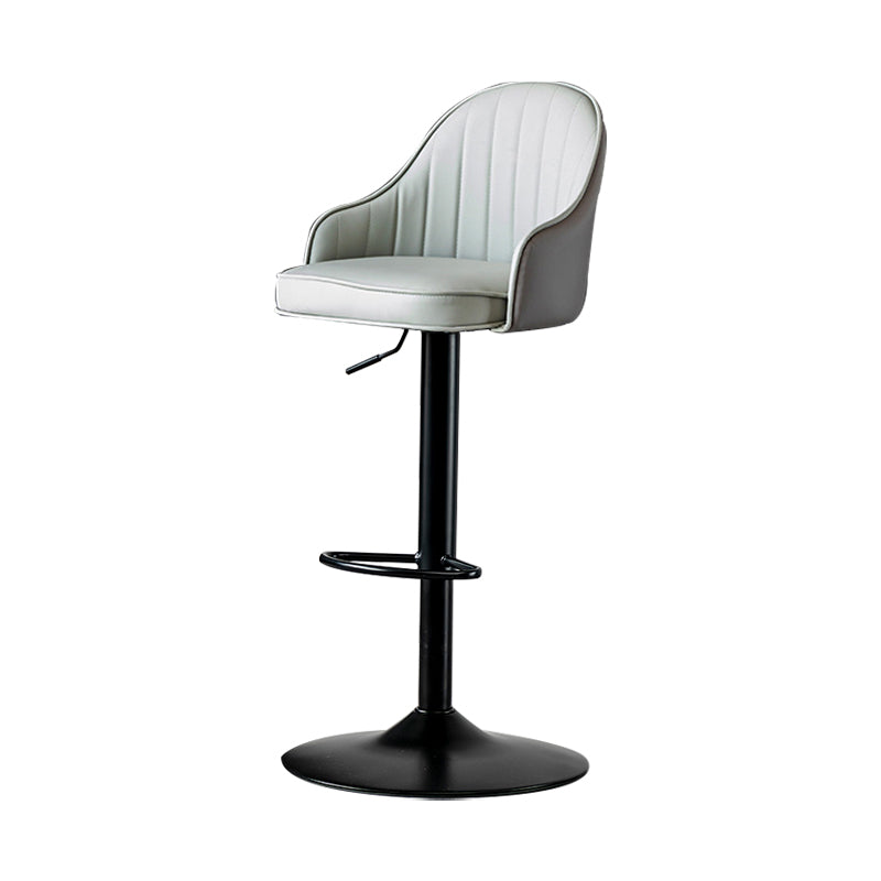 Industrial Style Bar-stool Iron Legs Leather Seat for Restaurant Bar Grey Black 1 Piece Clearhalo 'Bar Furniture' 'Bar Stools' 'bar_stools' 'furn' 'furn_bar_stools' 'furniture_bar_stools' 'Kitchen & Dining Furniture' 'kitchen&dining_furn' 'kitchen' 'kitchen_furn' Furniture' 4575920