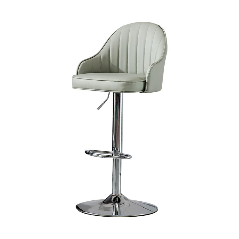 Industrial Style Bar-stool Iron Legs Leather Seat for Restaurant Bar Light Gray Silver 1 Piece Clearhalo 'Bar Furniture' 'Bar Stools' 'bar_stools' 'furn' 'furn_bar_stools' 'furniture_bar_stools' 'Kitchen & Dining Furniture' 'kitchen&dining_furn' 'kitchen' 'kitchen_furn' Furniture' 4575922