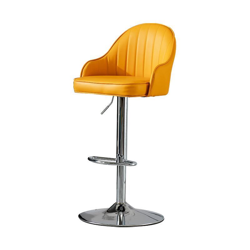 Industrial Style Bar-stool Iron Legs Leather Seat for Restaurant Bar Yellow Silver 1 Piece Clearhalo 'Bar Furniture' 'Bar Stools' 'bar_stools' 'furn' 'furn_bar_stools' 'furniture_bar_stools' 'Kitchen & Dining Furniture' 'kitchen&dining_furn' 'kitchen' 'kitchen_furn' Furniture' 4575924