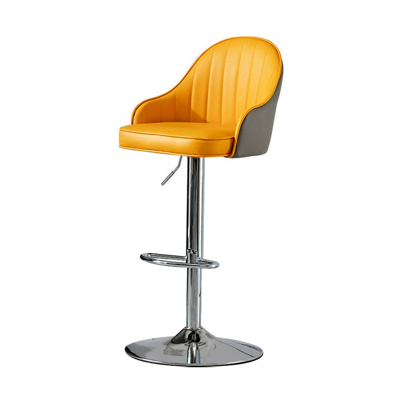 Industrial Style Bar-stool Iron Legs Leather Seat for Restaurant Bar Light Gray-Yellow Silver 1 Piece Clearhalo 'Bar Furniture' 'Bar Stools' 'bar_stools' 'furn' 'furn_bar_stools' 'furniture_bar_stools' 'Kitchen & Dining Furniture' 'kitchen&dining_furn' 'kitchen' 'kitchen_furn' Furniture' 4575926