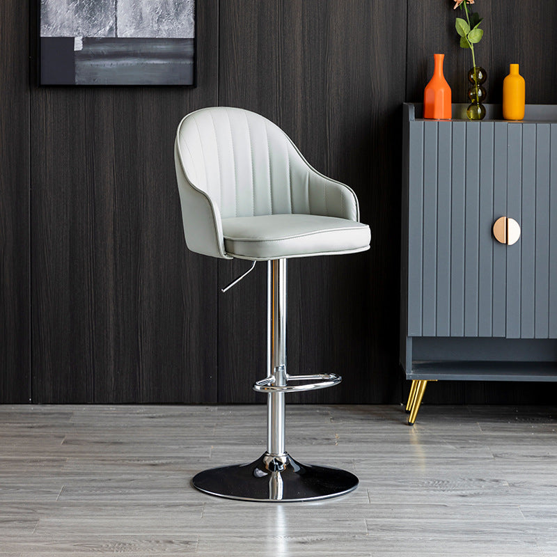 Industrial Style Bar-stool Iron Legs Leather Seat for Restaurant Bar Clearhalo 'Bar Furniture' 'Bar Stools' 'bar_stools' 'furn' 'furn_bar_stools' 'furniture_bar_stools' 'Kitchen & Dining Furniture' 'kitchen&dining_furn' 'kitchen' 'kitchen_furn' Furniture' 4575927