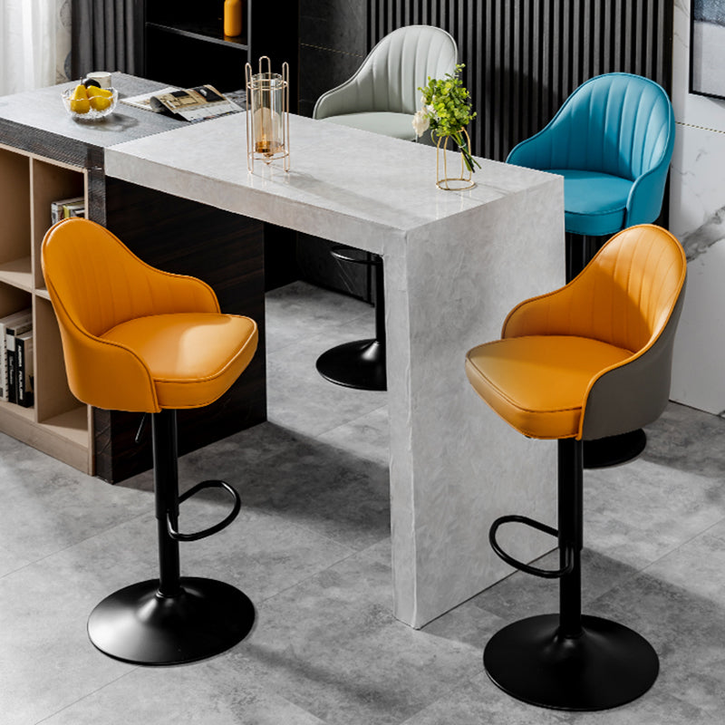 Industrial Style Bar-stool Iron Legs Leather Seat for Restaurant Bar Clearhalo 'Bar Furniture' 'Bar Stools' 'bar_stools' 'furn' 'furn_bar_stools' 'furniture_bar_stools' 'Kitchen & Dining Furniture' 'kitchen&dining_furn' 'kitchen' 'kitchen_furn' Furniture' 4575928