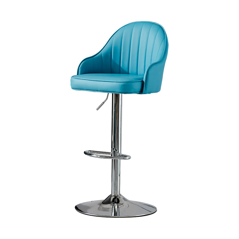 Industrial Style Bar-stool Iron Legs Leather Seat for Restaurant Bar Sky Blue Silver 1 Piece Clearhalo 'Bar Furniture' 'Bar Stools' 'bar_stools' 'furn' 'furn_bar_stools' 'furniture_bar_stools' 'Kitchen & Dining Furniture' 'kitchen&dining_furn' 'kitchen' 'kitchen_furn' Furniture' 4575929