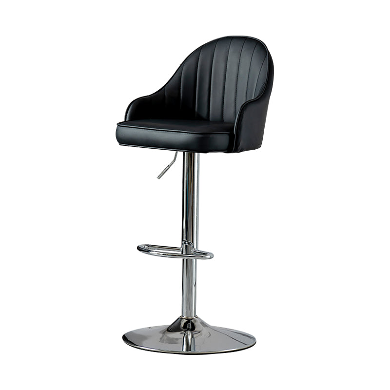 Industrial Style Bar-stool Iron Legs Leather Seat for Restaurant Bar Black Silver 1 Piece Clearhalo 'Bar Furniture' 'Bar Stools' 'bar_stools' 'furn' 'furn_bar_stools' 'furniture_bar_stools' 'Kitchen & Dining Furniture' 'kitchen&dining_furn' 'kitchen' 'kitchen_furn' Furniture' 4575931
