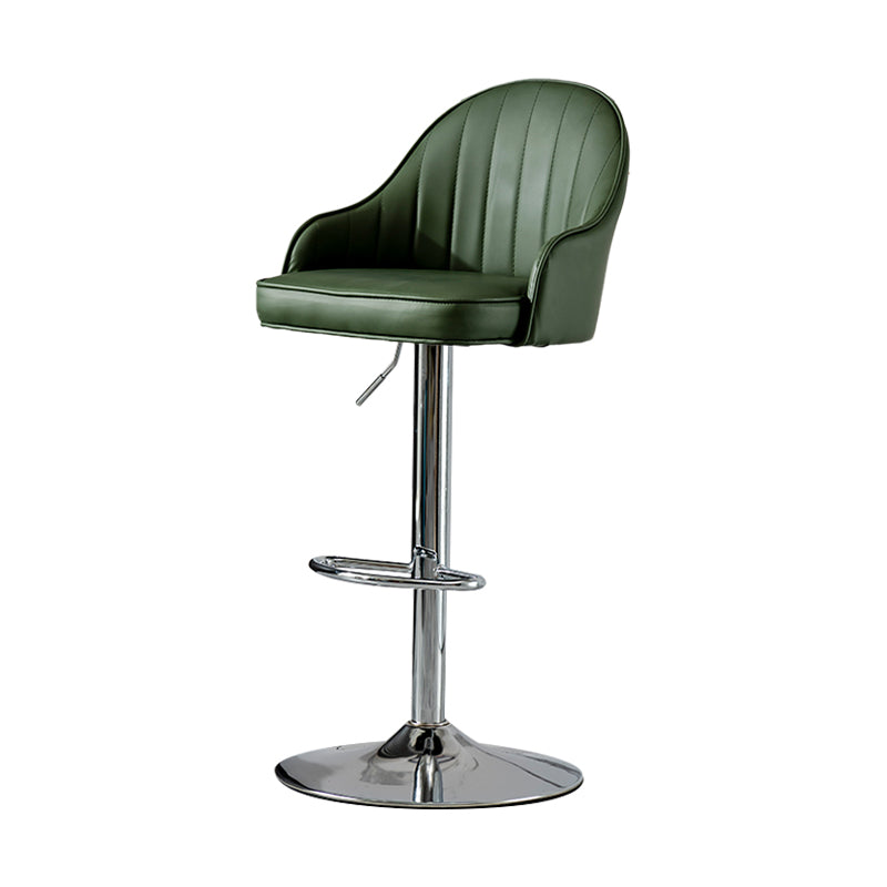 Industrial Style Bar-stool Iron Legs Leather Seat for Restaurant Bar Blackish Green Silver 1 Piece Clearhalo 'Bar Furniture' 'Bar Stools' 'bar_stools' 'furn' 'furn_bar_stools' 'furniture_bar_stools' 'Kitchen & Dining Furniture' 'kitchen&dining_furn' 'kitchen' 'kitchen_furn' Furniture' 4575932
