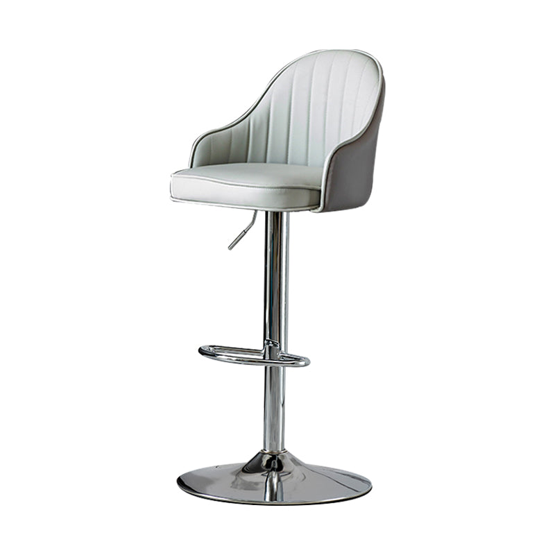 Industrial Style Bar-stool Iron Legs Leather Seat for Restaurant Bar Grey Silver 1 Piece Clearhalo 'Bar Furniture' 'Bar Stools' 'bar_stools' 'furn' 'furn_bar_stools' 'furniture_bar_stools' 'Kitchen & Dining Furniture' 'kitchen&dining_furn' 'kitchen' 'kitchen_furn' Furniture' 4575933