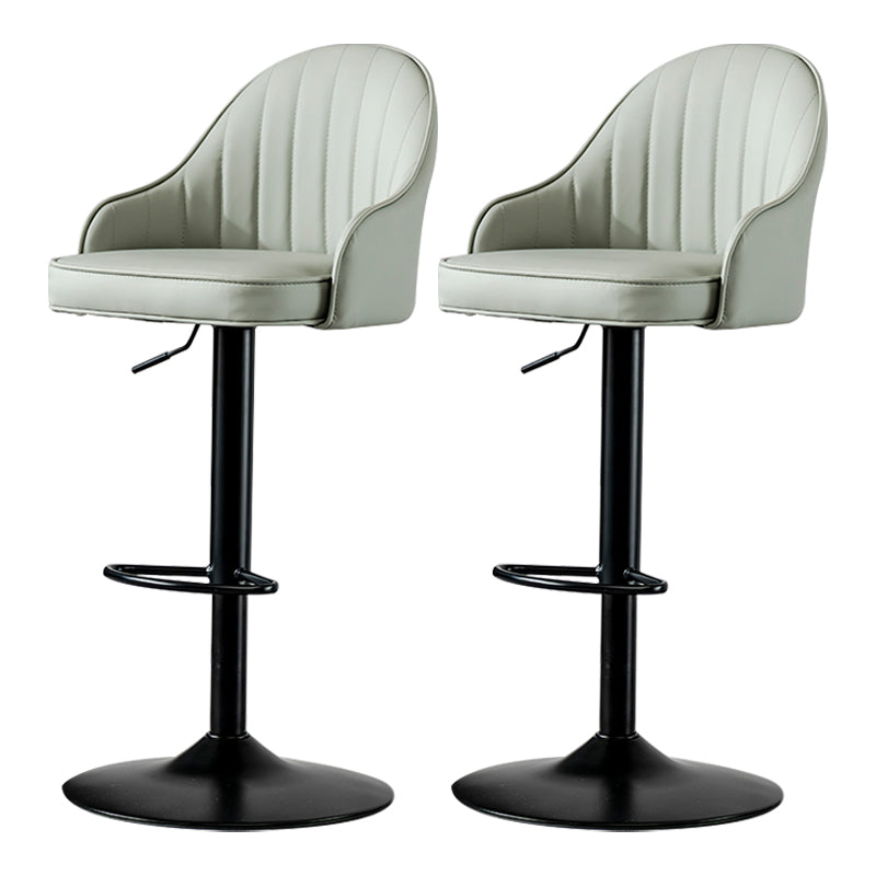 Industrial Style Bar-stool Iron Legs Leather Seat for Restaurant Bar Light Gray Black 2 Piece Set Clearhalo 'Bar Furniture' 'Bar Stools' 'bar_stools' 'furn' 'furn_bar_stools' 'furniture_bar_stools' 'Kitchen & Dining Furniture' 'kitchen&dining_furn' 'kitchen' 'kitchen_furn' Furniture' 4575934