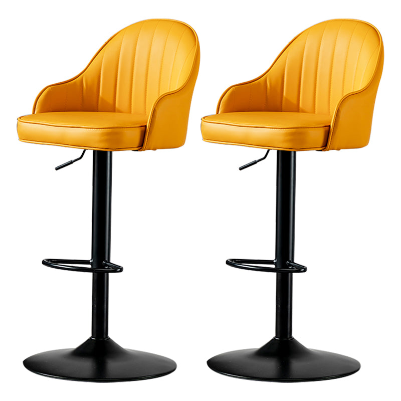 Industrial Style Bar-stool Iron Legs Leather Seat for Restaurant Bar Yellow Black 2 Piece Set Clearhalo 'Bar Furniture' 'Bar Stools' 'bar_stools' 'furn' 'furn_bar_stools' 'furniture_bar_stools' 'Kitchen & Dining Furniture' 'kitchen&dining_furn' 'kitchen' 'kitchen_furn' Furniture' 4575935