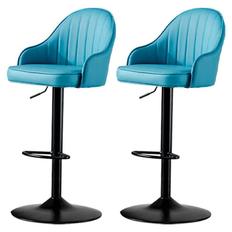 Industrial Style Bar-stool Iron Legs Leather Seat for Restaurant Bar Sky Blue Black 2 Piece Set Clearhalo 'Bar Furniture' 'Bar Stools' 'bar_stools' 'furn' 'furn_bar_stools' 'furniture_bar_stools' 'Kitchen & Dining Furniture' 'kitchen&dining_furn' 'kitchen' 'kitchen_furn' Furniture' 4575937